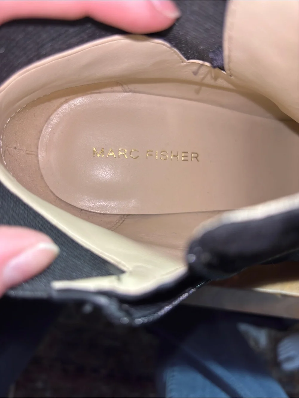 Marc Fisher Quiet Luxury Shimmee Black Suede Peep‎ Toe Booties 9M